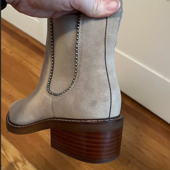 Light Tan Suede Coach Booties, Size 7.5 - Picture 7 of 7